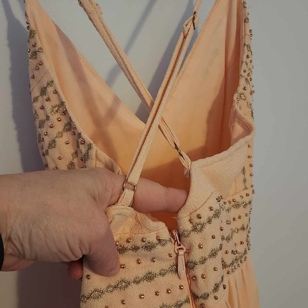 NWT Lulus Peach Spaghetti Strap Long Gown - Picture 6 of 9